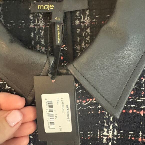 New Maje Paris Renafay Plaid Tweed Bouce Mini Dress Women’s Medium - Picture 5 of 15